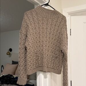 Zara Taupe Cable Knit Turtleneck Sweater
